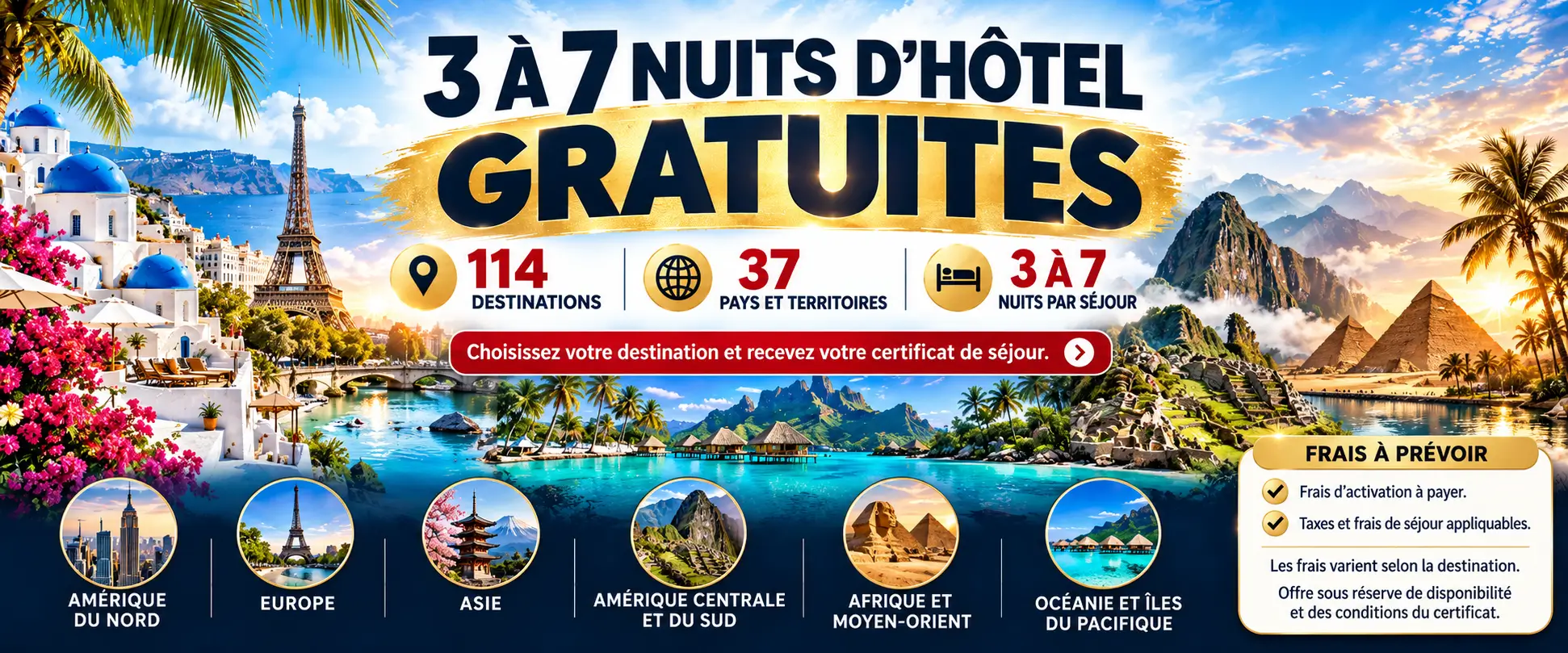 Certificat d'hôtel offert aux conseillers en voyages admissibles